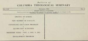 Columbia Theological Seminary Bulletin, 54, number 4, October 1962