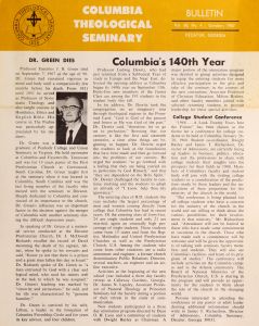 Columbia Theological Seminary Bulletin, 60, number 4, October 1967