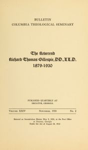 Columbia Theological Seminary Bulletin, 24, number 2, November 1930