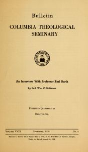 Columbia Theological Seminary Bulletin, 31, number 4, November 1938