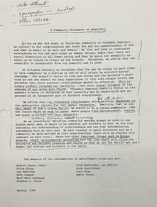 Draft, Statement On Sexuality, 1984
