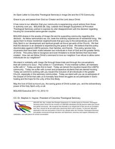 Letter from BGLASS, Princton Seminary