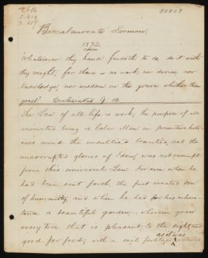 Baccalaureate Sermon, 1872 Ecclesiastes 9:10