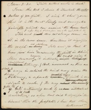 The activity of faith. James 2:20 (Preached April 30, 1876)