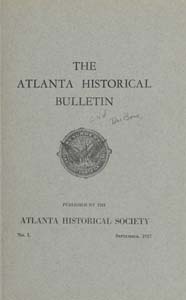 The Atlanta Historical Bulletin, Vol. 1, No. 1, September 1927