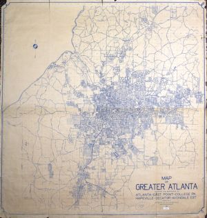 Map of Greater Atlanta Showing the Boroughs of Atlanta-East Point-College Pk-Hapeville-Decatur-Avondale Est.