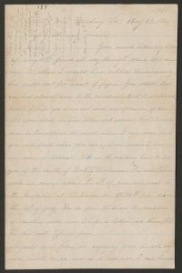 Letter from R. P. Scarborough (Petersburg, Virginia) to his cousin, Araminta Williams - August 28, 1864