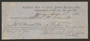 Military Pass issued to Gustavus A. Schneidan from the Provost Marshal's Office in New Orleans, Louisiana