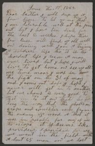Letter from H. F. Rudasil (near Richmond, Virginia) to "Dear Brother." Rudasil may have served in the 4th North Carolina Infantry Regiment - June 17, 1862