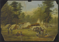 The 3d Kentucky (CSA) at mess before Corinth, Mississippi, May 11, 1862. Lithograph based on painting by Conrad Wise Chapman
