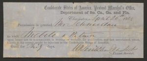 Military Pass issued to Gustavus A. Schneidan from the Provost Marshal's Office in New Orleans, Louisiana