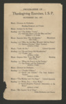 Programme of Thanksgiving Exercises, I.S.P., November 25th, 1897