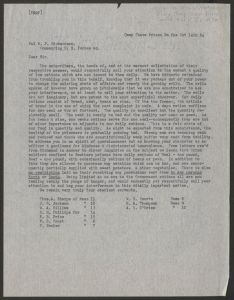 Petition from several confederate army prisoners including Thomas A. Sharpe to Colonel W. P. Richardson asking for better rations while imprisoned in Camp Chase, Ohio - October 14, 1864 (typescript)