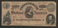 Confederate Currency - $100.00 - 1864 [Lucy Pickens]. $100 bill included in United Confederate Veterans program