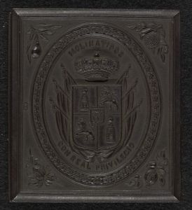 Confederate soldier Joseph P. White, Company D, 1st Regiment, Georgia Volunteer Infantry. Ambryotype portrait in decorative thermoplastic case