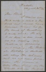 Letter from an unknown soldier (Charleston, South Carolina) to "Dear Elliot" - August 26, 1862
