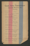 Grand Army Entertainment, Scott's Hall, March 29, 1897, organized by the Grand Army of the Republic