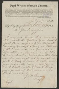 Telegram from J. DeBann to Brigadier General Daniel Ruggles - July 24, 1862