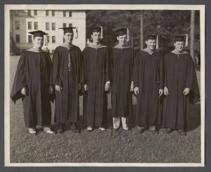 Commencement, 1940s and 1950s - Graduating members of the Xi Psi Phi fraternity