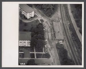 Aerial campus photographs - Train station and residence halls