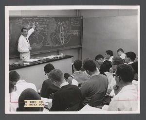 Students, classroom groups, 1960s - Dr. Blair teaching neuroanatomy class