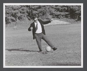 Faculty and staff, unidentified individuals - Man playing soccer