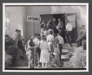 Registration - Students lined up outside