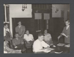 Students, groups, pre-1940 - Students in a meeting