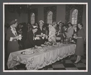 School of Nursing - Tea party at the 50th anniversary of the School of Nursing founding at Harris Hall female dormitory