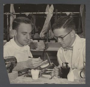 School of Dentistry, 1950s - Dental students J. Sanders Pike and John Kirst