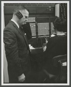 Telephone system - Emory President Sidney Walter Martin at switchboard dedication