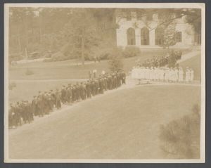 Commencement, pre-1940 - Graduates on quad