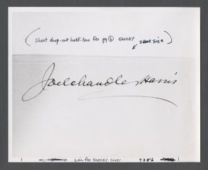 Library Special Collections - Joel Chandler Harris signature