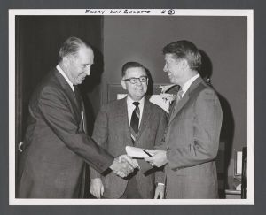 Faculty and staff, groups - Georgia Governor Jimmy Carter, Dean Judson C. Ward, and Chair of the Emory Board of Trustees, Henry L. Bowden