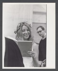 Commencement, 1970s - Woman wearing a flower crown