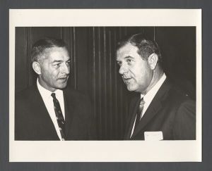 Administrators - Emory President Sanford Atwood speaking with a man