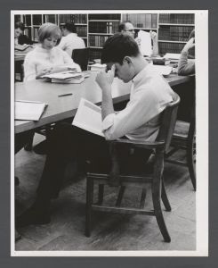Students studying, 1960s - Students studying in library