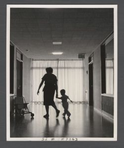 Egleston Children's Hospital (Pediatric Teaching Affiliate) - Mother and son walk down hallway