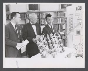 School of Dentistry, 1960s - James R. Weir, Dr. E. D. McDonald, and Richard Takeshita presenting on the "Solid State Method"