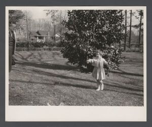 Easter egg hunt, May 1956 - Mary Stoddard with her basket