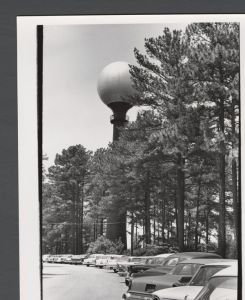 Campus transportation - Parked cars and water tower