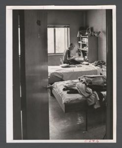Students studying, 1960s - Student studying at desk in room