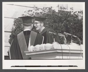 Commencement, 1970s - Speakers at the podium