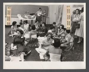 Sororities, Panhellenic Society - Alpha Epsilon Phi students in tropical garb