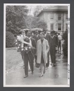 Martin Luther King Jr. memorial, 1968 - Students walking with wreath