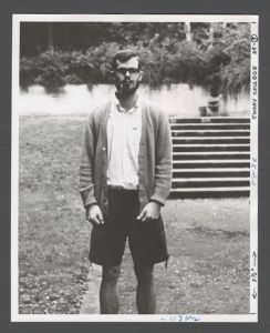 Study Teach Abroad faculty and staff - D. G. in Swiss lederhosen smoking a tobacco pipe
