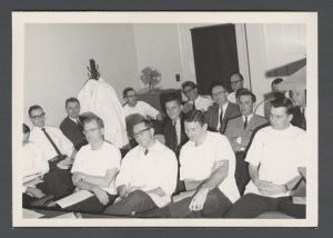 School of Dentistry, 1960s - Dental students and others sitting in classroom