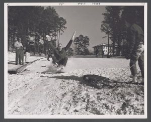 Unusual weather on campus - Sledding down Dickey drive