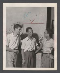 Foreign students - Dick Block, Jacob Mincer, an exchange student from Poland, and Stanford Shulman