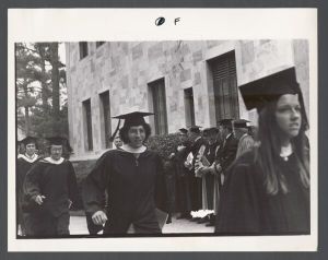 Commencement, 1970s - Graduates processing